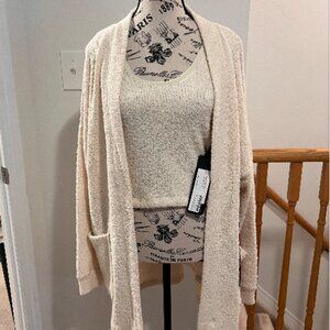 NWT 2 pieces - KuwallaTee Plush Crop Top and Cardigan in Almond, both sz L
